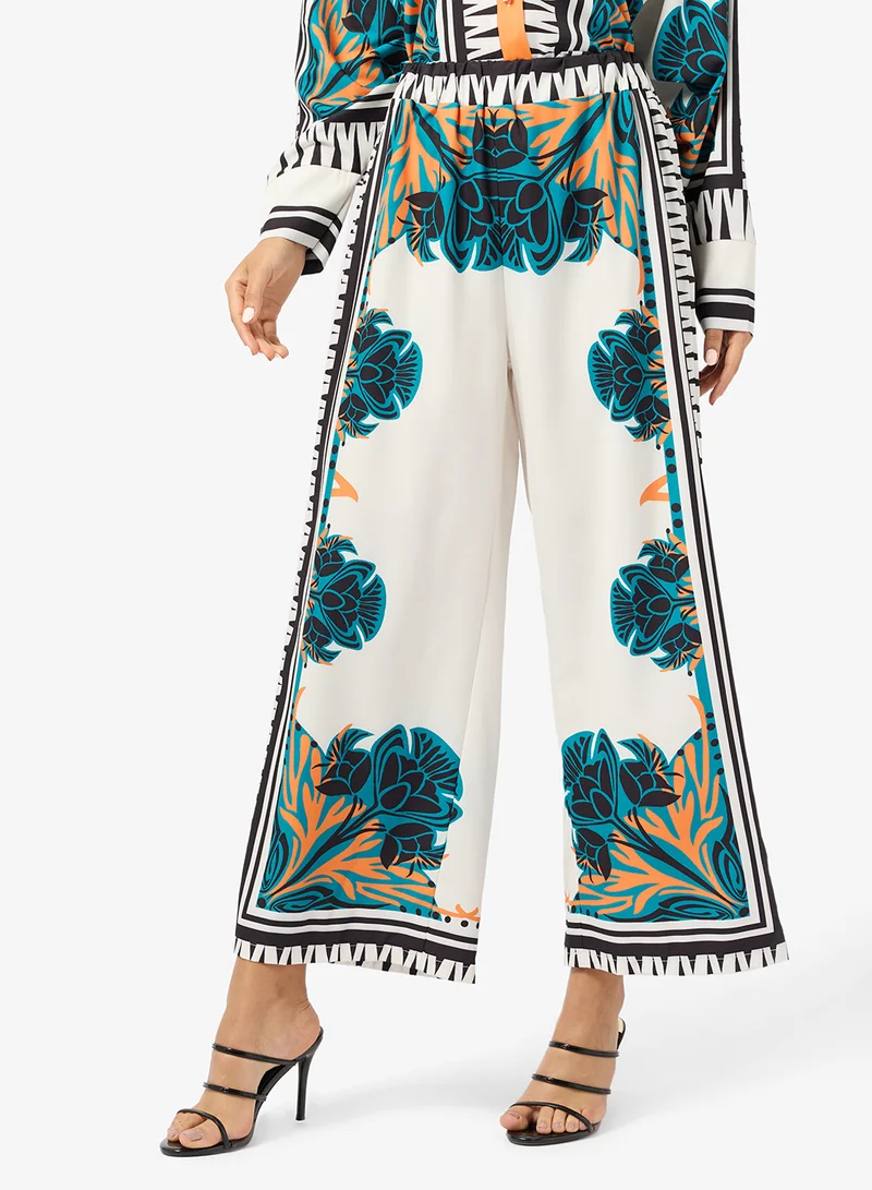 Ginger  Oversize Baroque Print Shirt & Pant Coord Set for Women | Best Price UAE